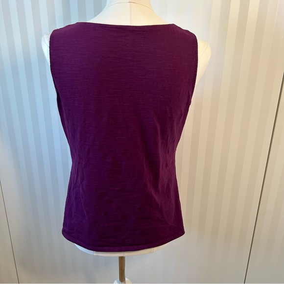 Coldwater Creek plum purple sequins chevron pattern cotton tank Size M - Picture 4 of 9